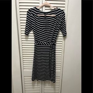 H&M black and white striped wrapped dress
